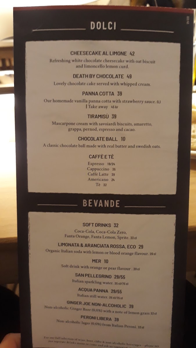 Menu Vapiano Vasagatan-1